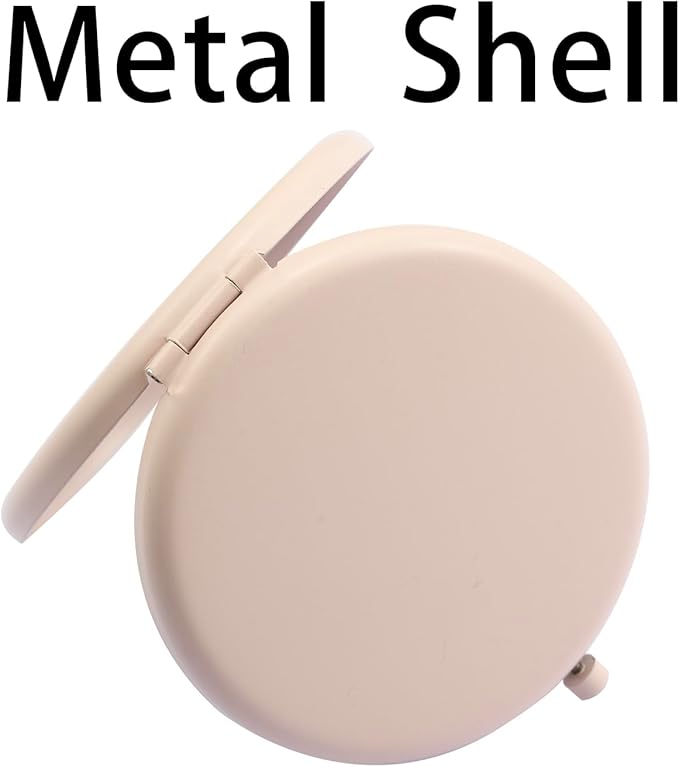 Compact Mirror for Purse, Metal Round Shell, Double-Sided 1X/12X Magnifying, Portable Travel Small Makeup Mirror, Mini Pocket Mirror, Light Salmon, 12 Packs