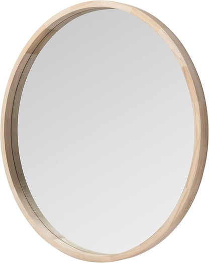 LYYYXGYP Round Wood Mirror 30 Inch for Wall Decor Farmhouse Wall Mirror Living Room Wooden Framed Circle Mirror Circular Vanity Mirror for Bathroom Bedroom