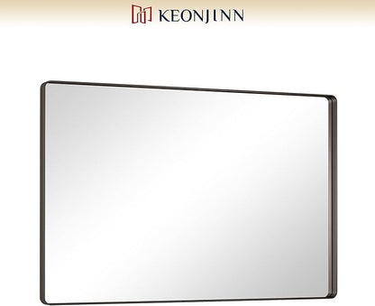 Keonjinn Black Bathroom Mirror 55 x 36 Inch Large Rounded Rectangle Mirror for Bathroom Sink, Matte Black Farmhouse Vanity Mirror, Anti-Rust, HD Tempered Glass, Sandblasted Finish(Horizontal/Vertical)