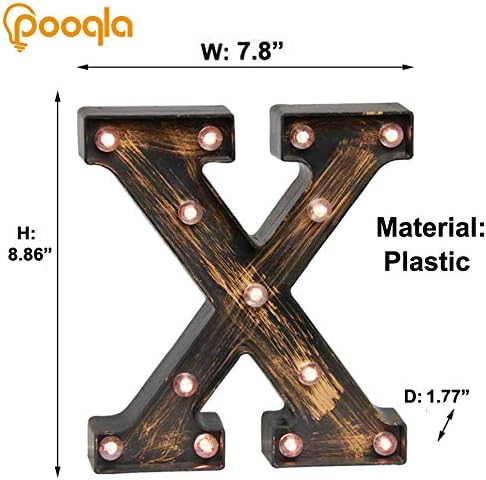 Pooqla Vintage Light Up Marquee Letters with Lights – Illuminated Industrial Style Lighted Alphabet Letter Signs - Coffee Bar Apartment Bedroom Wall Home Initials Decor A-Z