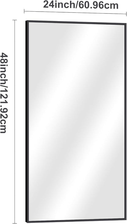 DESBING Black Bathroom Mirror for Wall, 24x48 Inch Rectangle Mirrors with Metal Frame, Modern Vanity Wall Mirror Decor for Entryway Hangs, Bathroom Living Room Horizontal or Vertical