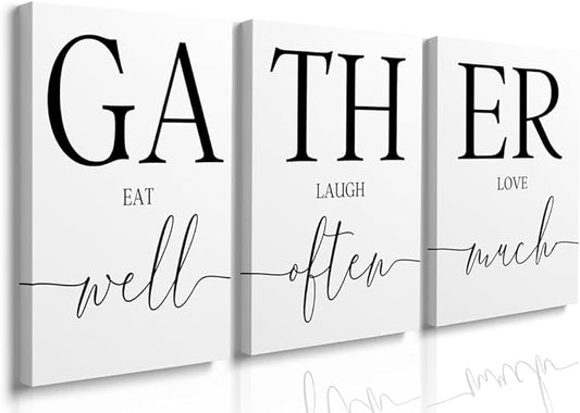 GUBIYU Gather Signs for Home Decor, Wall Art for Dining Room and Kitchen, Rustic Farmhouse Family Gathering Place Decor 20"x28"