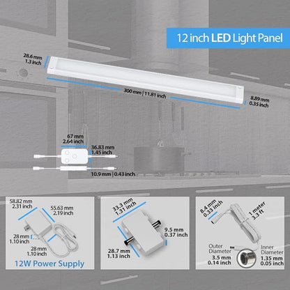 EShine 3 Pack 12 inch White Smart Dimmable LED Under Cabinet Lighting Kit Compatible with Alexa, Google - Warm White (3000K)