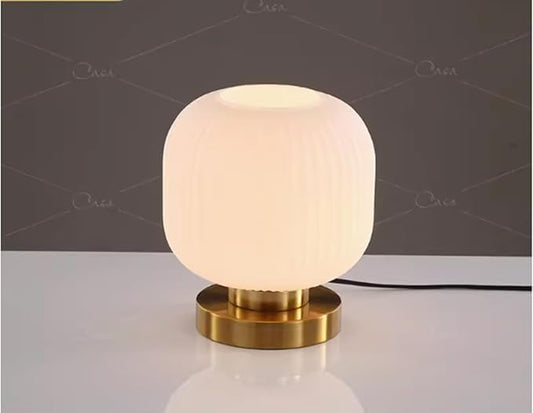 Bedside Table Lamp with Glass Shade, Small Nightlight Lamp Elegant Nightstand Lamp Modern Desk Lamp with Plug-in Style for Bedroom Living Room Tabletop,Milky White, Dia7.9 x H8.7