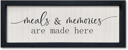 comurdyo Kitchen Meals and Memories Are Made Here Wall Decor 16"x6" for Modern Rustic Dining Room Kitchen Sign Small Minimalist Wooden Framed Wall Hanging Art (Black)