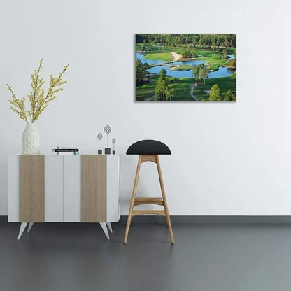 chenchenArt King's North Golf Course Wall Art for Living Room Bedroom Bathroom Home Decorations Myrtle Beach National Club Picture Canvas Prints Modern Artwork Framed Ready to Hang(18''H x 24''W)