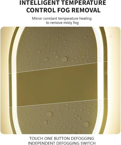 20X28 inches Oval LED Bathroom Mirror with Lights, Anti-Fog, Dimmable, Backlit + Front Lit, Lighted Bathroom Vanity Mirror for Wall, Memory Function, Tempered Glass, Shatter-Proof