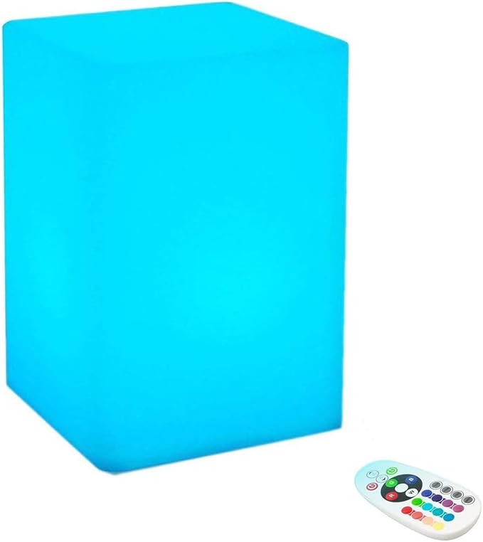 Cube Shape Color LED Mood Lamp, Rechargeable Dimmable Night Light with Remote Control 16 Dimmable Colors 4 Effects for Kids and Adults,Ambient Decorative Party Lighting (Cubic 10 * 15cm)