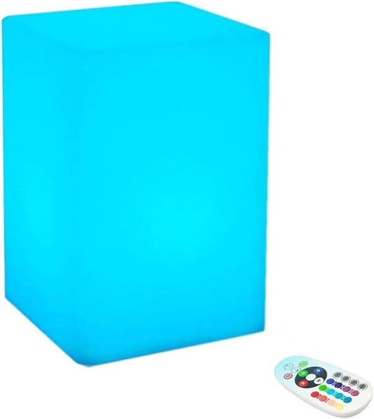 Cube Shape Color LED Mood Lamp, Rechargeable Dimmable Night Light with Remote Control 16 Dimmable Colors 4 Effects for Kids and Adults,Ambient Decorative Party Lighting (Cubic 10 * 15cm)