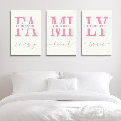 GUBIYU Home Wall Decor, Pink Love Framed Canvas Farmhouse Signs with Sayings 'A Whole Lot Of Love' Inspirational Wall Sign for Living Room, Bedroom, Kitchen, Dining Room 20" x 28"