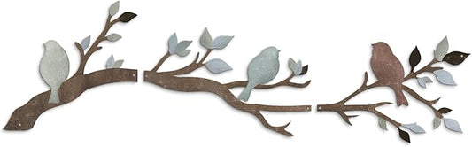 Putuo Decor Birds Branch Metal Wall Art Set Rustic Botanical Wall Decor Songbirds Leaves Neutral Nature Artwork for Living Room, Bedroom, Hallway, Entryway
