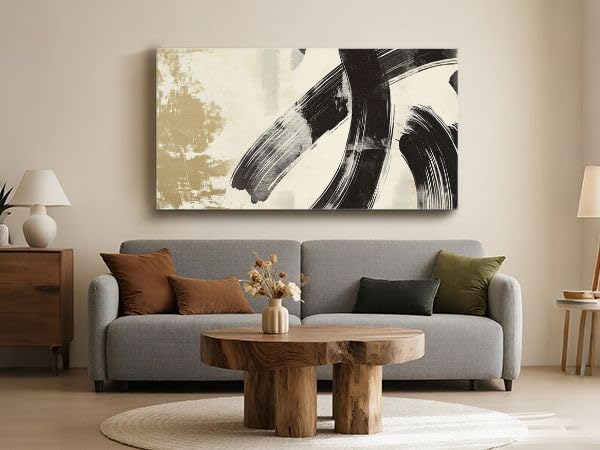 Iallbin Abstract Canvas Wall Art, Large Wall Art for Living Room, for Wall Modern Paintings Wall Decor Living Room (Abstract, Black, 58L x 29W)