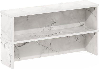 Furinno Helena Kitchen Counter Stackable Organizer Shelf, Set of 2, 23-Inch, Marble White