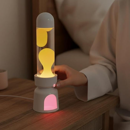 Lighthouse Liquid Motion Lamp, Decorative Night Light with Yellow Wax, 13-Color Changing, Safe Flameless Mood Lighting for Gift and Home Decor- White Base