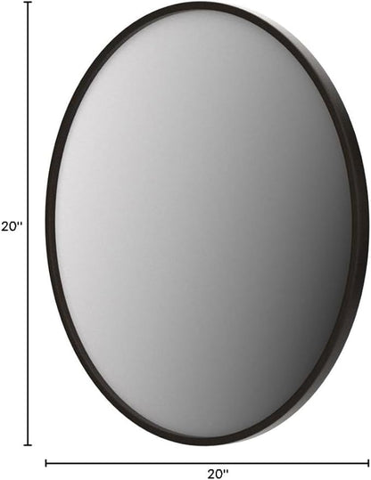 Growsun 20'' Black Round Mirror, Circle Wall Mirror for Bathroom Vanity, Entryway Living Room with Metal Frame for Home Decor