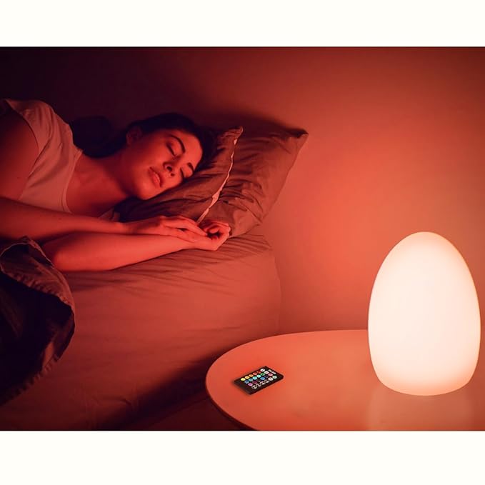 Mr.Go 8-Inch Rechargeable LED Egg Light - Dimmable Baby Night Light with Remote, 16 Colors & 8 Brightness, Waterproof & Drop Resistant, Portable Bedside Lamp for Kids Bedroom, Home Patio Party Decor