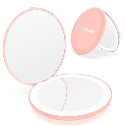 Wobsion Compact Travel Mirror - 1x/10x Magnification, Handheld 2-Sided, Perfect for Purses & Handbags