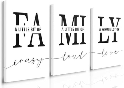 GUBIYU Home Wall Art for Living Room & Dining Room - Inspirational Quotes Poster, 'A Little Bit of Crazy' Print, Family Quotes, Sign, 12"x16" Canvas