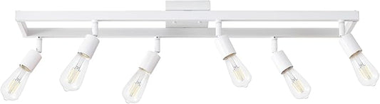 Globe Electric 64000095 36" 6-Light Track Lighting, Matte White, Pivot Sockets, Ceiling Lamp for Bedroom, Kitchen, Hallway, Bathroom, Den, Dining Room, Home Décor