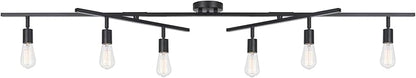 Globe Electric 64000125 64" 6-Light Double Center Swivel Track Lighting, Matte Black, Adjustable Pivoting Heads, Center Canopy, Modern Ceiling Light for Kitchen Island, Hallway, or Dining Room