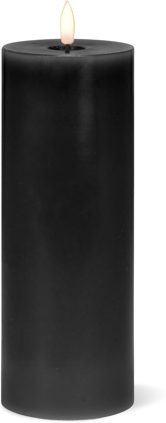 Abbott Collection Wax LED Flameless Pillar Candle - Black (3x8 H)
