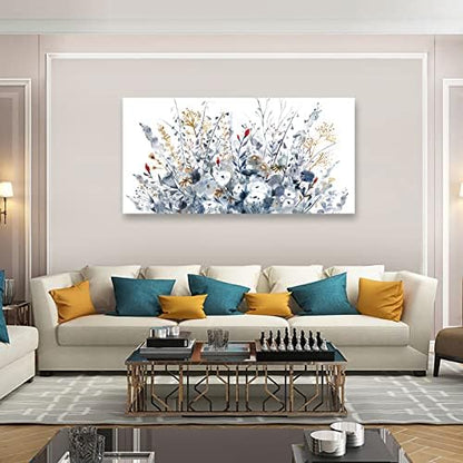Yearainn Watercolor Botanical Floral Canvas Art, 48"L x 24"W, for Living Room, Bedroom, Office, Wall Decor