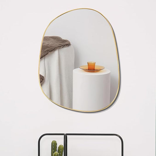 ELEHUME Asymmetrical Mirror for Wall Decor 27"*35", Modern Gold Framed Wall Mirror for Living Room Bathroom Bedroom Entryway ELE-STOU-0063Gold