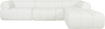 Christopher Knight Home Mania 122" Modular L-Shape Sofa Couch with Chaise Lounge, Modern Sectional Sofa Set for Living Room, Boucle Fabric Upholstered Cloud Couch with Deep Seat, Milky White