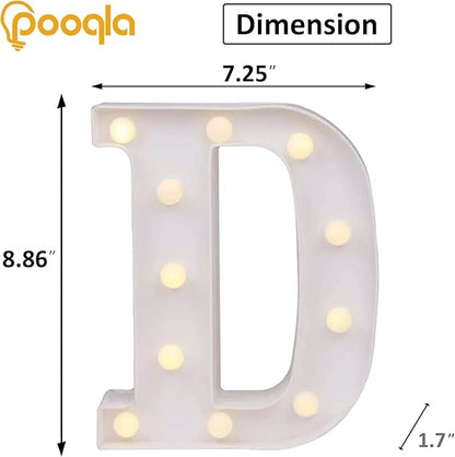 Pooqla LED Light Up Letters, Warm White and Colorful Lighted Marquee Letters with Remote, Lighted Letter for Party Birthday Decorations, Gift for Girls Boys Night Light, Wedding Home Decor, Letter D