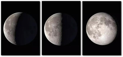Pacimo Moon Canvas Prints Wall Art Space Pictures Paintings Modern Gallery Wrapped Black and White Abstract Sky Giclee Artwork for Living Room Bedroom Home Office Decor Ready to Hang - 20"x28"x3 Panel