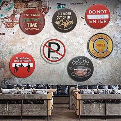 Krouterebs Yin and Yang Vintage Round Metal Tin Sign Nostalgic Metal Sign Home Decor for Culb Bar Garden Kitchen Restaurant Garage 12x12 Inch