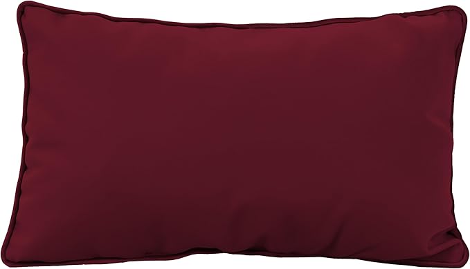 FDP 12" x 20" Velvet and Vinyl Rectangle Lumbar Pillow Set with Piping Decorative Throw Pillow for Home Décor in Living Room, Bedroom or Lounge (2-Pack) - Bordeaux, 15163-349