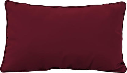 FDP 12" x 20" Velvet and Vinyl Rectangle Lumbar Pillow Set with Piping Decorative Throw Pillow for Home Décor in Living Room, Bedroom or Lounge (2-Pack) - Bordeaux, 15163-349