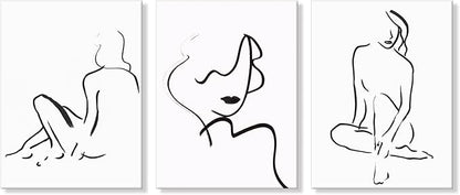 Chadow Artwork Abstract Woman Line Wall Art Black and White Wall Art Line Drawing Modern Minimalist Wall Decor Abstract Woman's Body Shape Poster Minimalist Line Artwork for Woman Bedroom Bathroom
