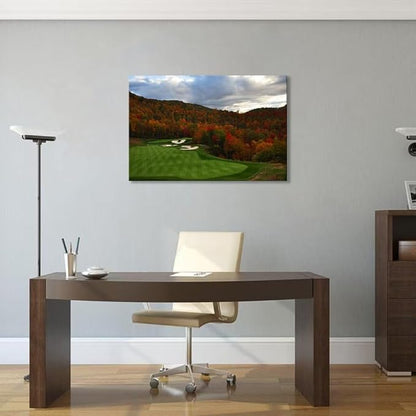 chenchenArt Sequoyah North Carolina Mountains Golf Course Wall Art for Living Room Bedroom Bathroom Home Decorations Golf Art Canvas Prints Framed Ready to Hang(18''H x 24''W)