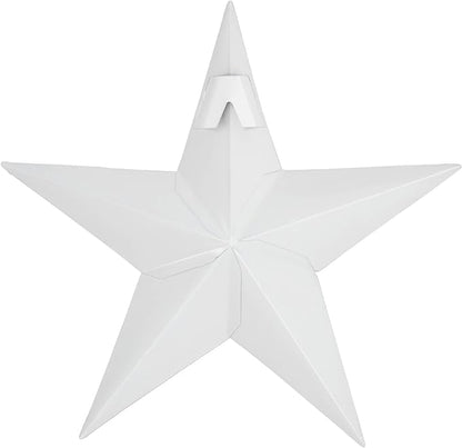 VHC Brands Patriotic Faceted Metal Star White Wall Hanging 8x8, Independence Day Decor, American Star Design, Distressed Appearance Metal Wall Hanging, Star Shape, Country, Matte White
