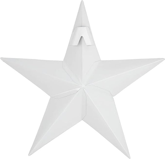 VHC Brands Patriotic Faceted Metal Star White Wall Hanging 8x8, Independence Day Decor, American Star Design, Distressed Appearance Metal Wall Hanging, Star Shape, Country, Matte White