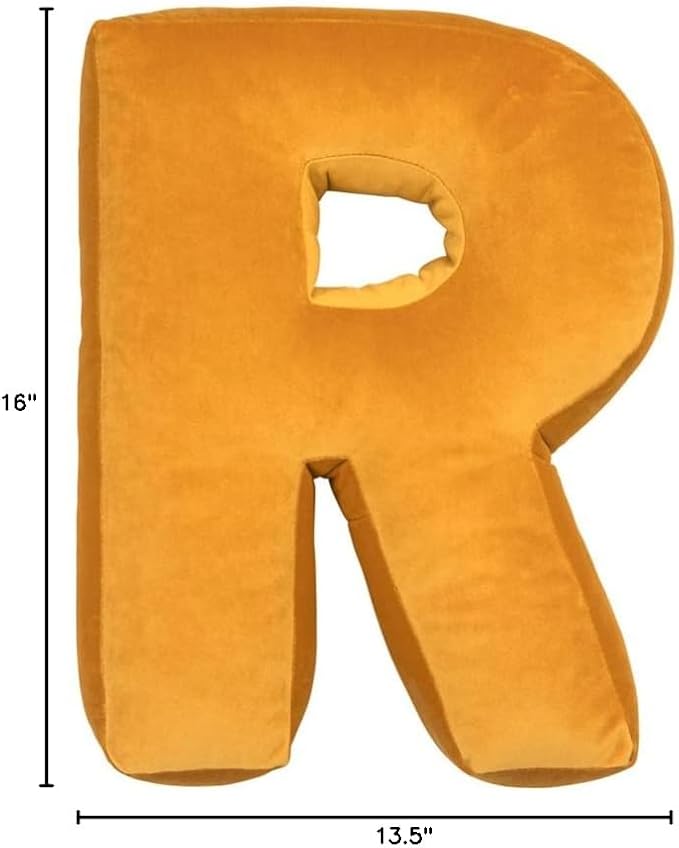 vctops Soft Velvet Letter Pillow English Alphabet A to Z Letter Decorative Throw Pillow for Bedroom Living Room Decor (R,16"x13.5")