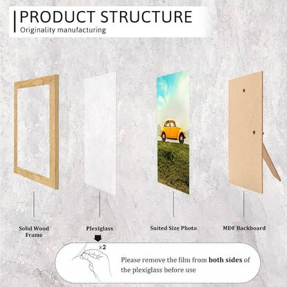 4x6 Picture Frame, Composite Wood Photo Frame with Perspex Glass for Vertical or Horizontal Tabletop Wall Display for Photos, Paintings, Posters, Artwork, Birthday Christmas Gift, Set of 4