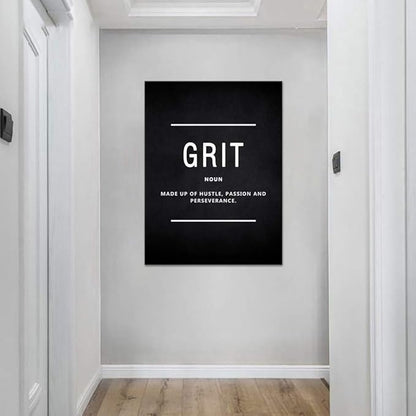 Inspirational Wall Art Motivational Posters Prints on Canvas Modern Inspiring Quotes Office Painting Grit Noun Picture Wooden Framed Artwork Decor for Living Room Office Home Easy to Hang (18”Wx24”H)