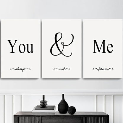 GUBIYU Black & White Bedroom You And Me Canvas Poster - Aesthetic Wall Art - Ideal Gift, 20"x28"