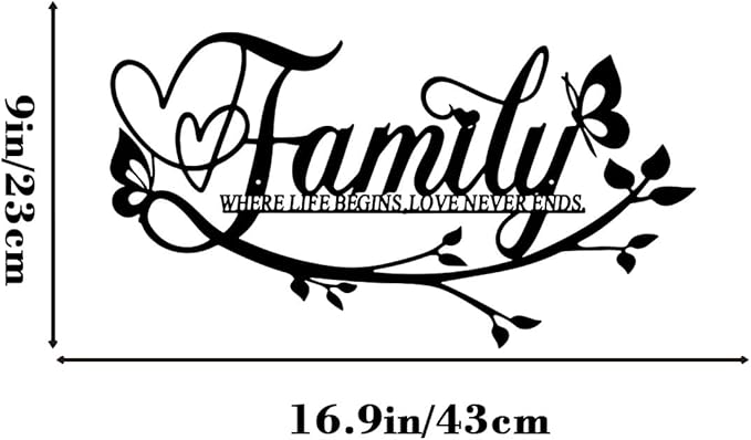 BFORXRO Family Signs for Home Decor Wall Black Metal Wall Art Family Wall Decor for Living Room Kitchen Bedroom