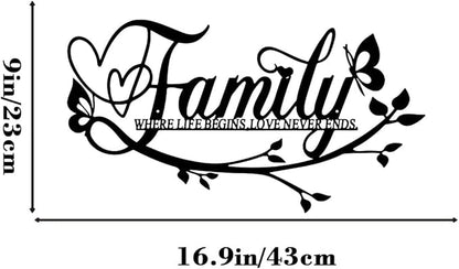 BFORXRO Family Signs for Home Decor Wall Black Metal Wall Art Family Wall Decor for Living Room Kitchen Bedroom