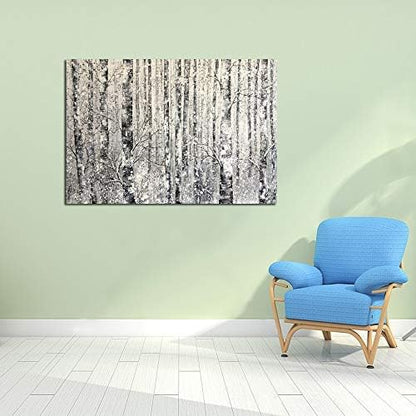 Yihui Arts - One Panel Canvas Wall Art Snowy White Forest Picture Art Print Winter Nature Landscape Painting Contemporary Artwork for Bedroom Living Room Office Wall Decor Framed Easy Hanging