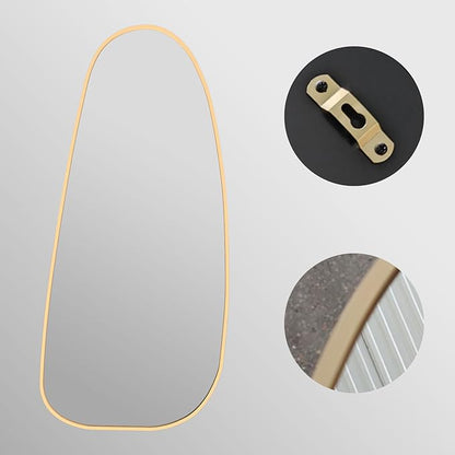 47"x22" Irregular Wall Mirror Gold Asymmetrical Shaped Aluminum Alloy Framed Mirror for Living Room Bathroom Bedroom Entryway Fireplace