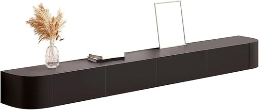 Modern Wall-Mounted Wooden TV Cabinet with Drawers & Doors, Cable Management, Stylish Media Console, Space-Saving Entertainment Center, White TV Stand (B, 220x24x20cm)