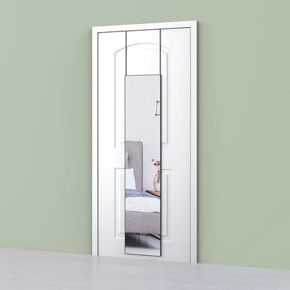 ANYHI Large Full Length Mirror, 65"x13.8" Door Mirror Full Length, 2 Hooks, Over The Door or Wall Monuted, Aluminum Frame, for Bedroom Bathroom Checkroom, Black