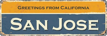 Welcome to US City Metal Wall Decor San Jose Metal Tin Sign Decorative Plaque Farmhouse Country Home Decor 4" X 16"