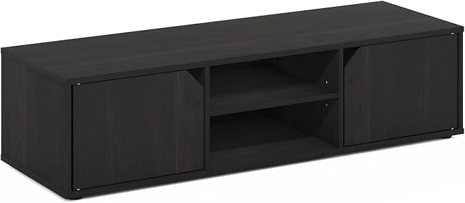Furinno CLASSIC TV Stand, Petite 2-Tier Entertainment Center with Open Shelf and Door Cabinets, TV Console for TV up to 55 Inch, for Living Room, Bedroom, Espresso