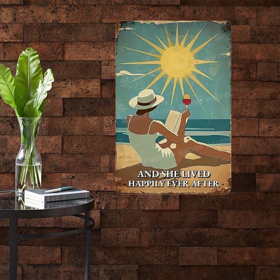 Metal Sign 'She Lived Happily Ever After' - Vintage Retro Aluminum Tin Sign for Garden, Kitchen, Office, Home, Bar, Cafe Decor - 8x12 Inch